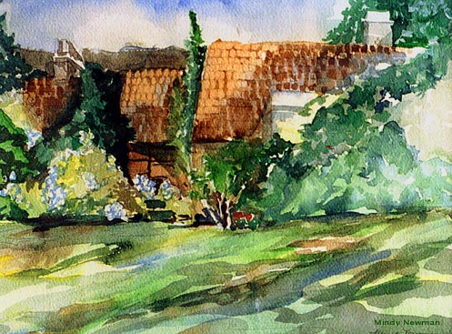 9" x 12" Custom Framed & MattedEnglish Cottage in the Cotswolds
